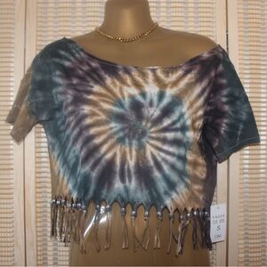 Tye dye crop off the shoulder tee
